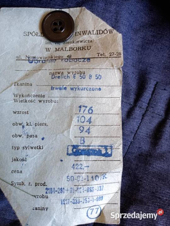 Ubranie robocze nowe z metką prl Będzin