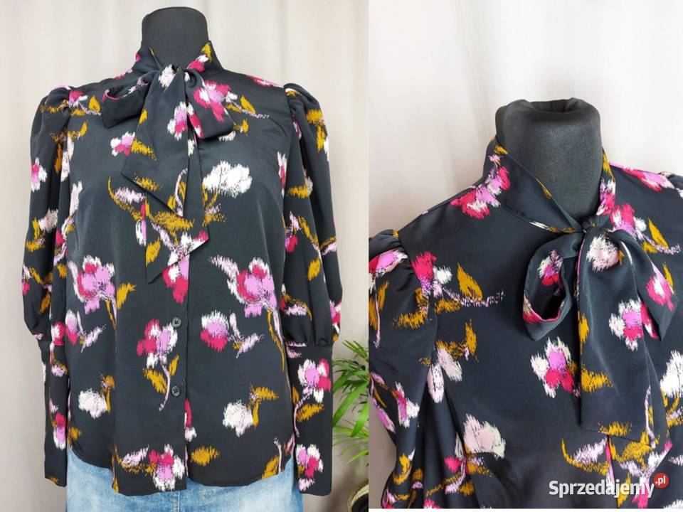 Nowa koszula długi rękaw w kwiaty na guziki Złoczew