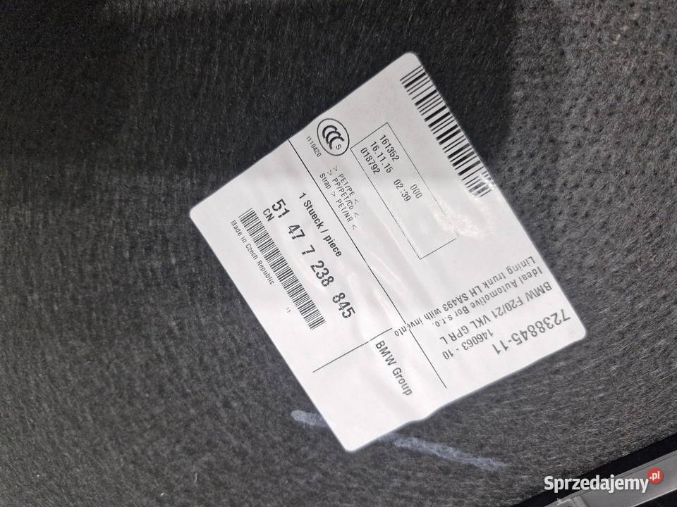 BMW F20 F21 BOCZEK TAPICERKA BAGAŻNIKA LEWA dolnośląskie