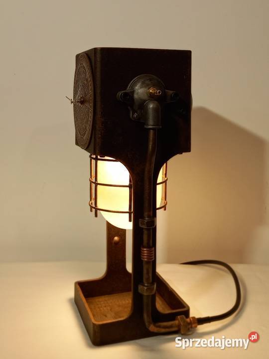 Lampa stołowa z zegarem Industrial steampunk Grójec sprzedam