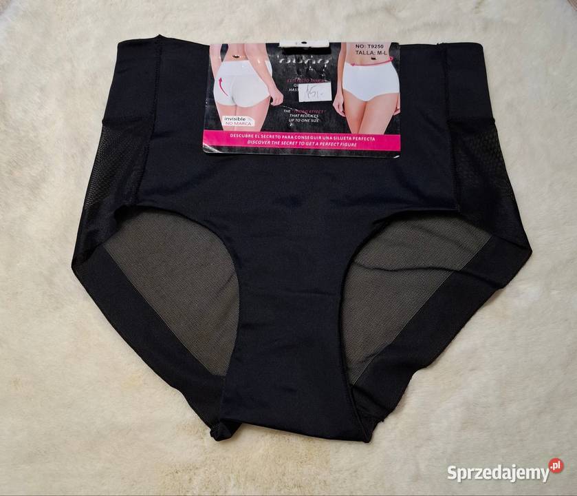 Czarne bezszwowe obciskające majtki ML