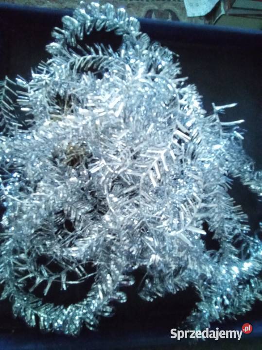 Duży zestaw łańcuchów srebrnych na choinkę PRL mazowieckie