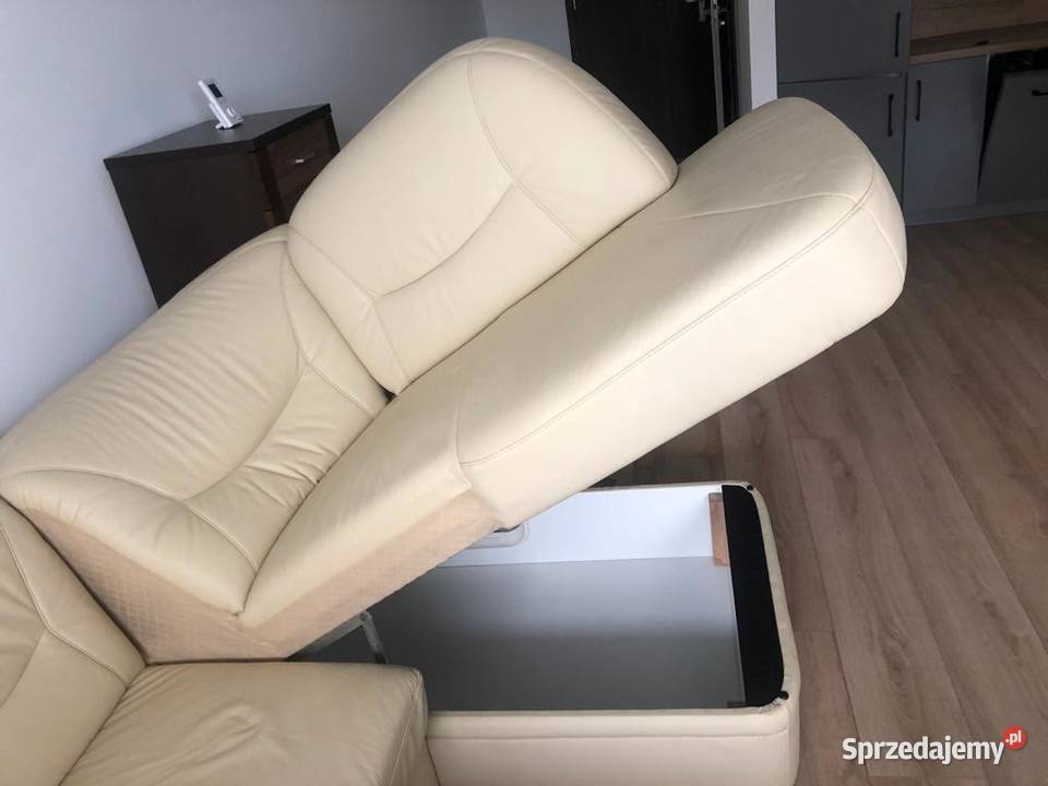 Narożnik ze skóry naturalnej z funkcją spania skóra Chojnice