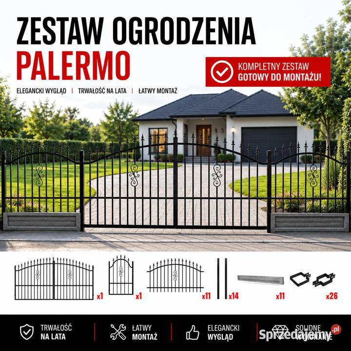 Ogrodzenie PALERMO 27 mb NOWE brama furtka podlaskie Michałowo