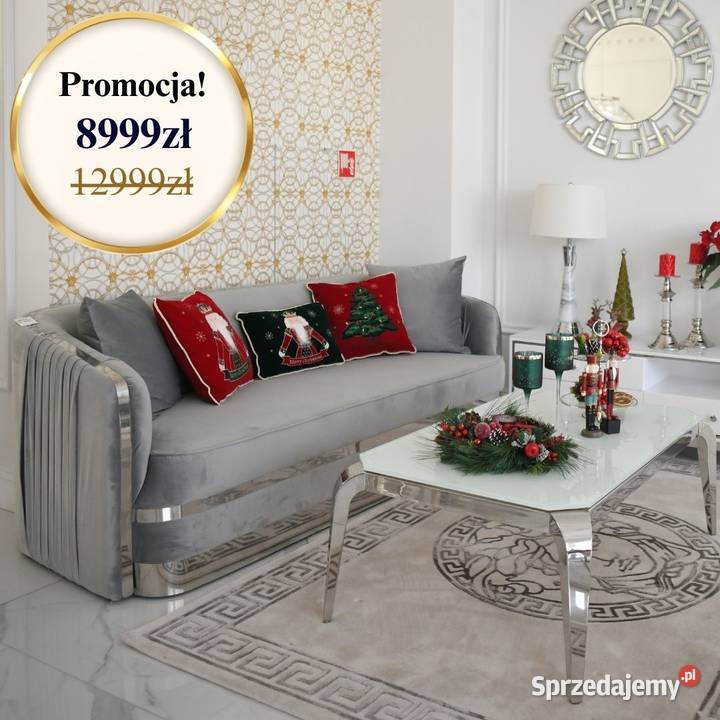Sofa MADONNA Plisowana Szara Srebrna 3 os Warszawa sprzedam