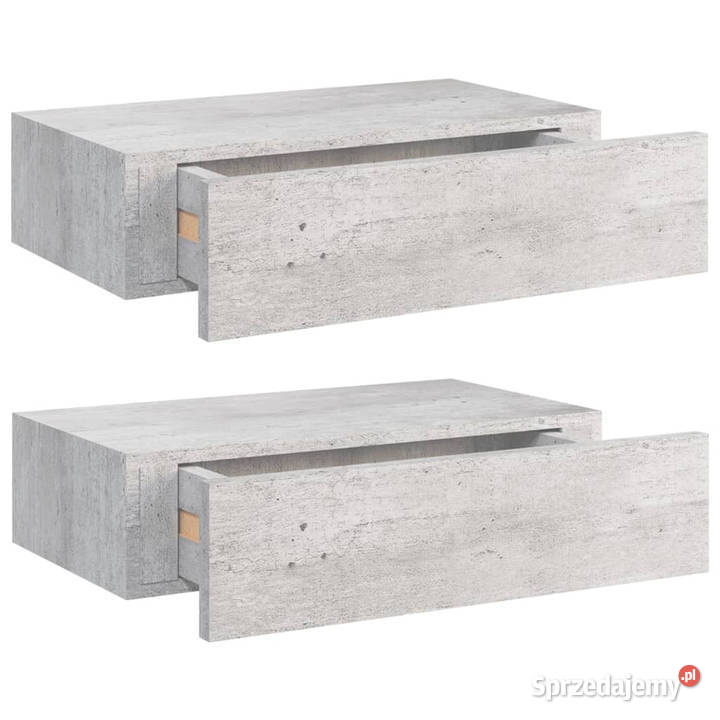Półki ścienne z szufladą 2 szare 40x235x10 MDF Meble Warszawa