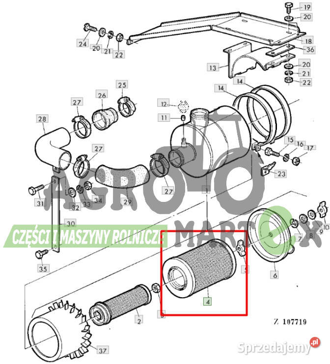AZ30757 FILTR POWIETRZA SILNIK DUŻY JD org Wichrów