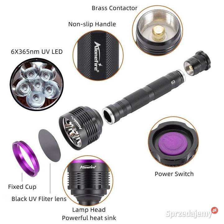 Latarka UV AloneFire SV56 30W 6 x365nm Wrocław