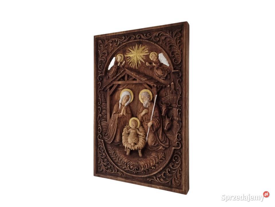 Ikona drewniana Szopka Betlejemska Narodzenie Malechowo