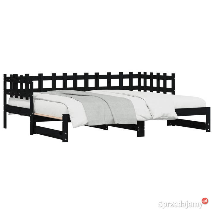 Łóżko rozsuwane czarne 2x90x190 lite drewno