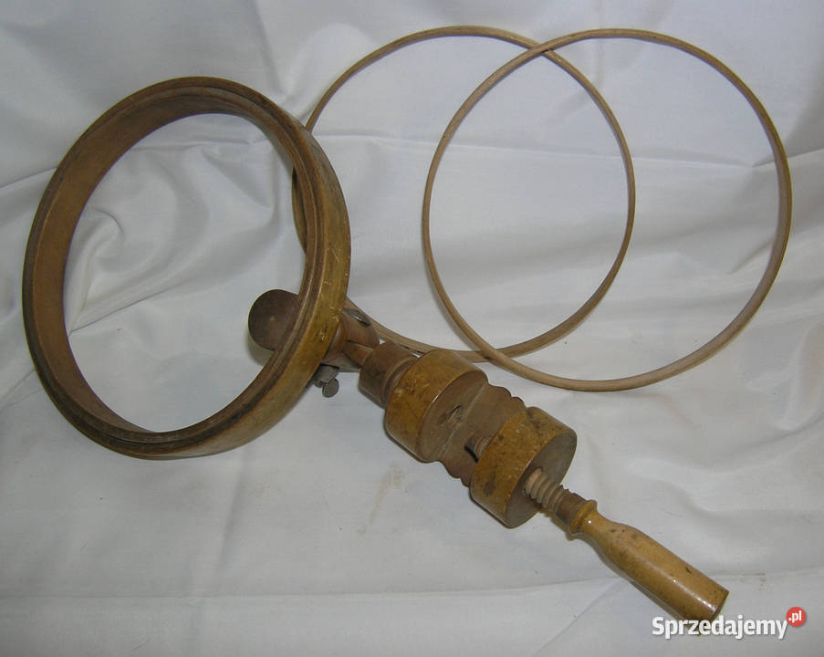 tamborek dziewiarski vintage z uchwytem do