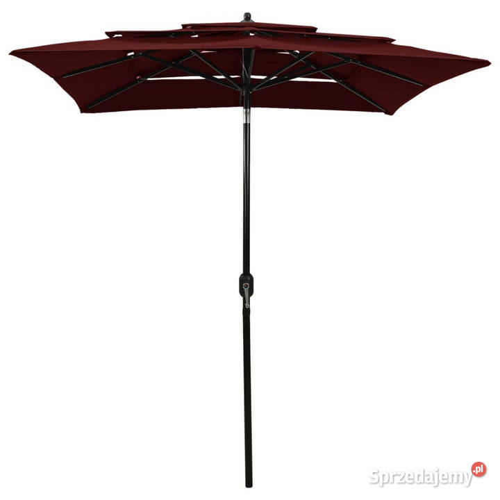 3poziomowy parasol na aluminiowym słupku bordowy