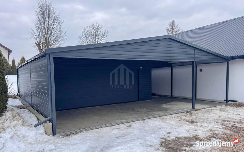 Garaż blaszany 6x6 m 2x wiata brama segmentowa Gorzów Wielkopolski
