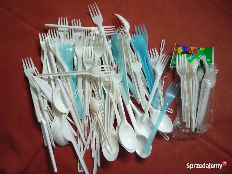 Łyżki Łyżeczki Widelce Mieszadełka Bal Przyjęcie biały Szczecin sprzedam