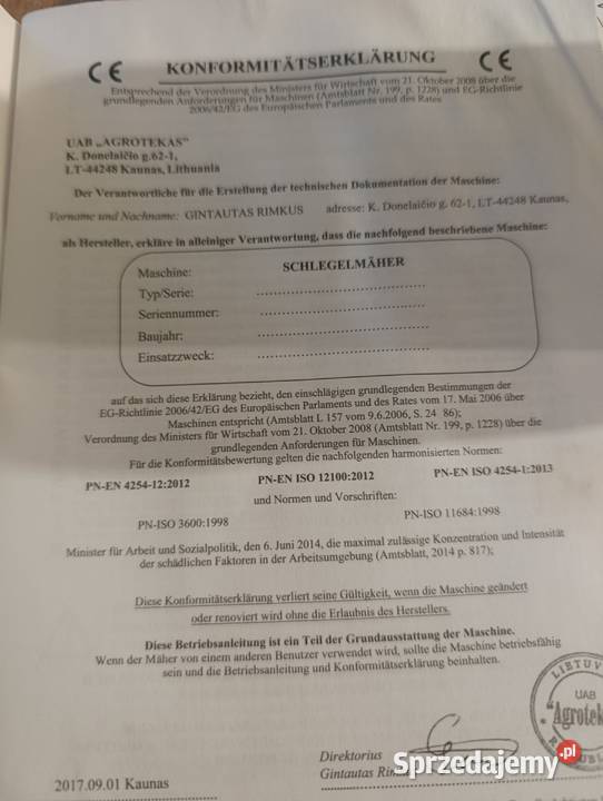 Kosiarka bijakowa KS 135 raz użyta nieuszkodzony Żary