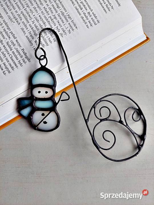 zakładka do książki bałwanek błękitny witraż Rękodzieło śląskie Piekary Śląskie