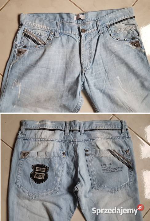 Euphrat spodnie dżinsy męskie letnie skóra nity Kielce