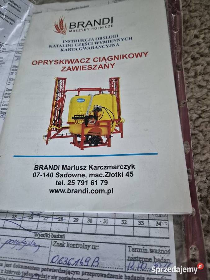 Opryskiwacz polowy zawieszany Brandi 400 litrów nieuszkodzony lubelskie Wola Dubowska