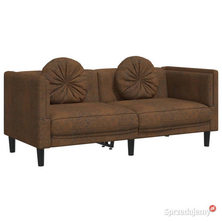 Sofa 2os brązowa sztuczna skóra zamszowa Warszawa