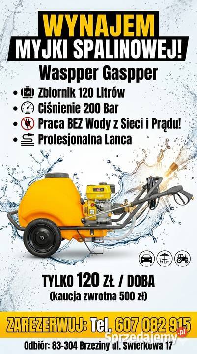 Wynajem myjki ciśnieniowej mobilnej pomorskie Przodkowo