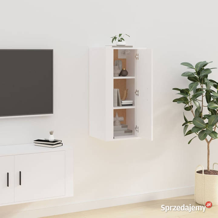Wisząca szafka telewizyjna biała 40x345x80 Warszawa