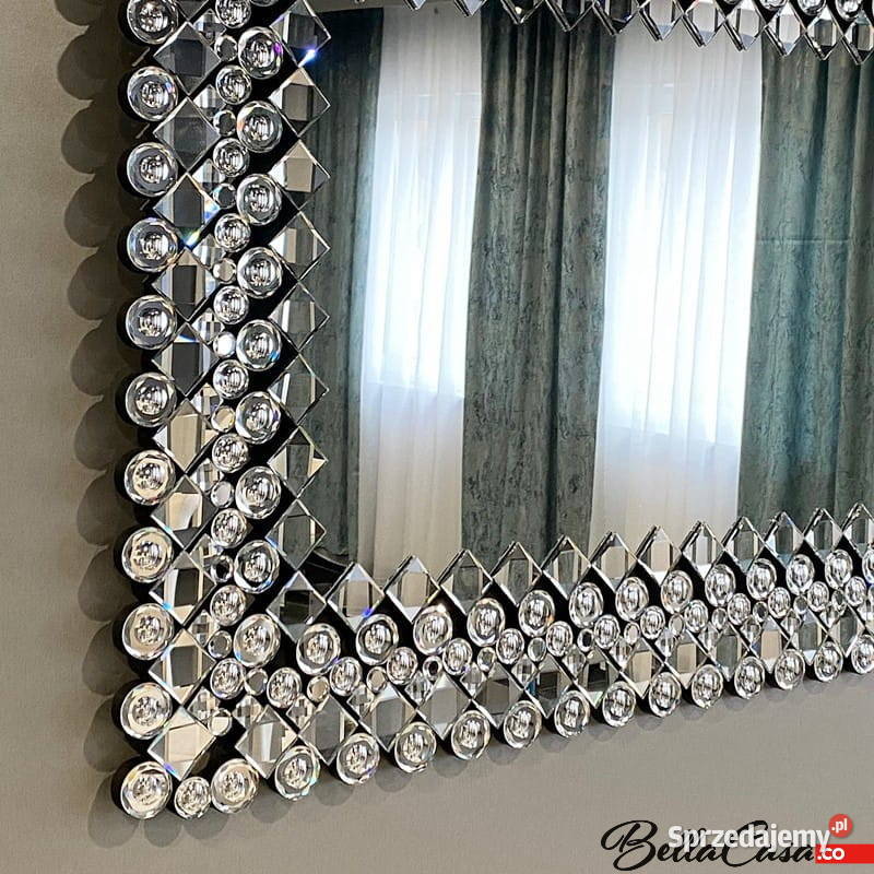 Srebrne lustro glamour prostokątne 80x120 526 inny kolor Warszawa