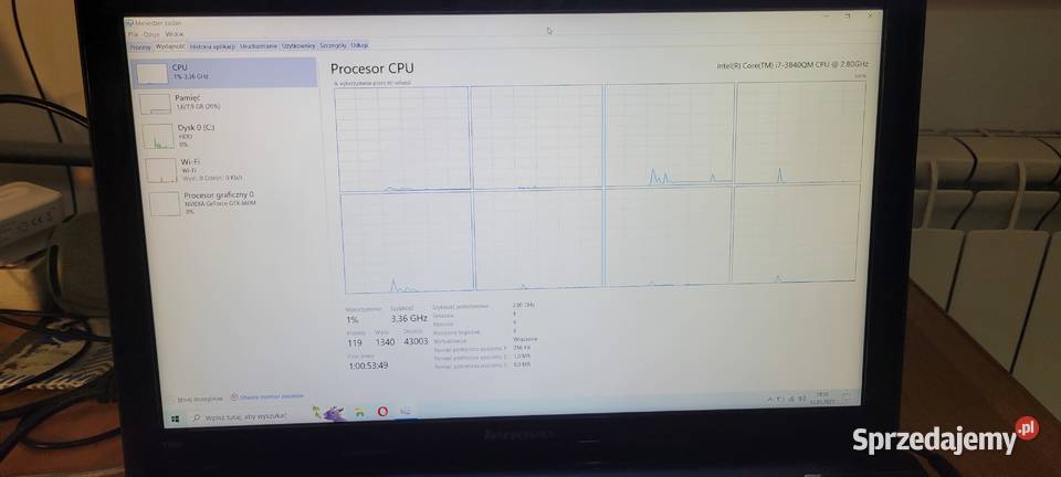 Sprzedam laptopa Lenovo Y580 Taktowanie 38 Aleksandria