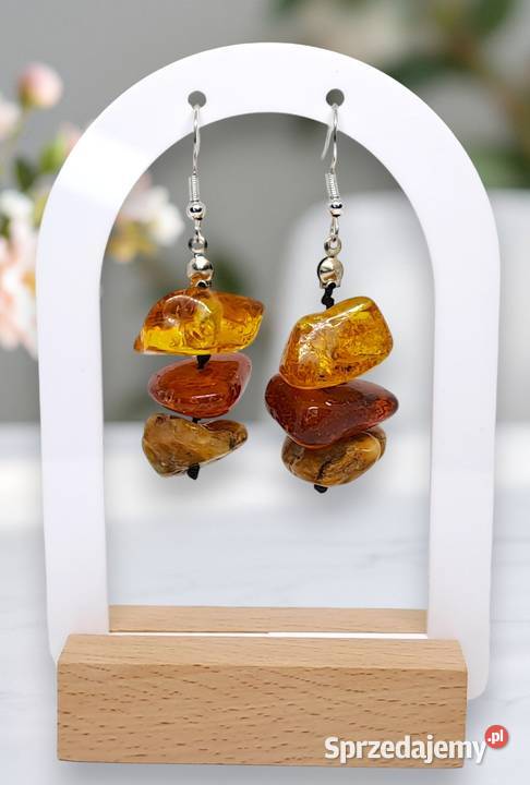 Kolczyki z BURSZTYNU bursztyn bałtycki bryłki