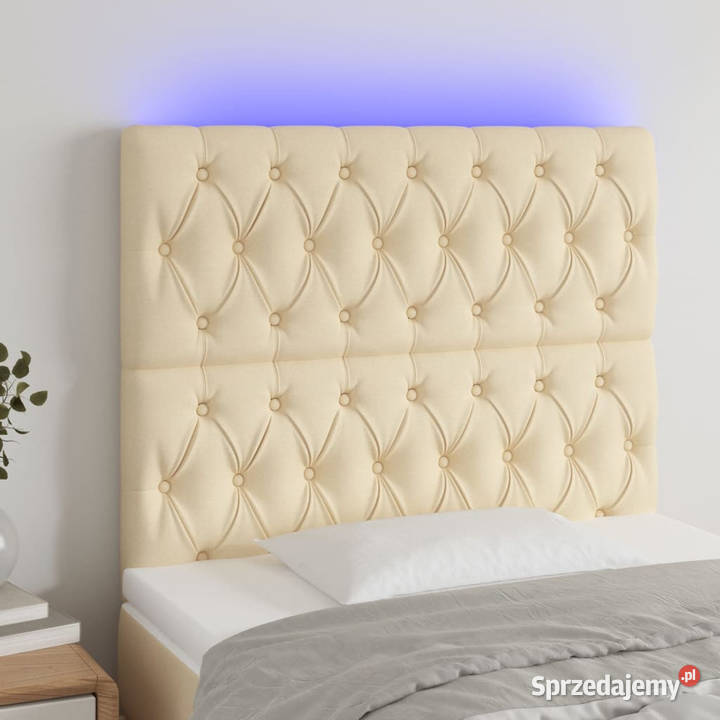 Zagłówek do łóżka z LED kremowy 90x7x118128 Warszawa