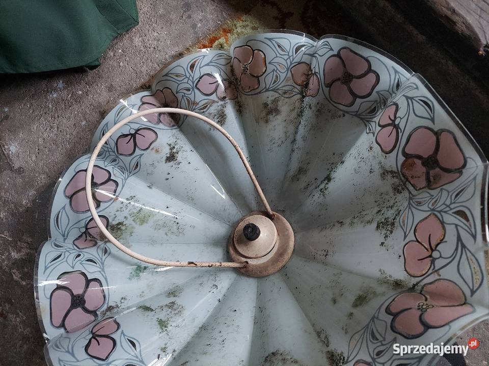 Żyrandol PRL kwiaty kwiatki różowe Jelenia Góra