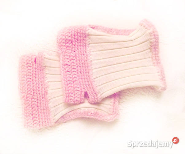 pastelowe mitenki kremowo różowe mitenkiecru Galanteria i dodatki Opole