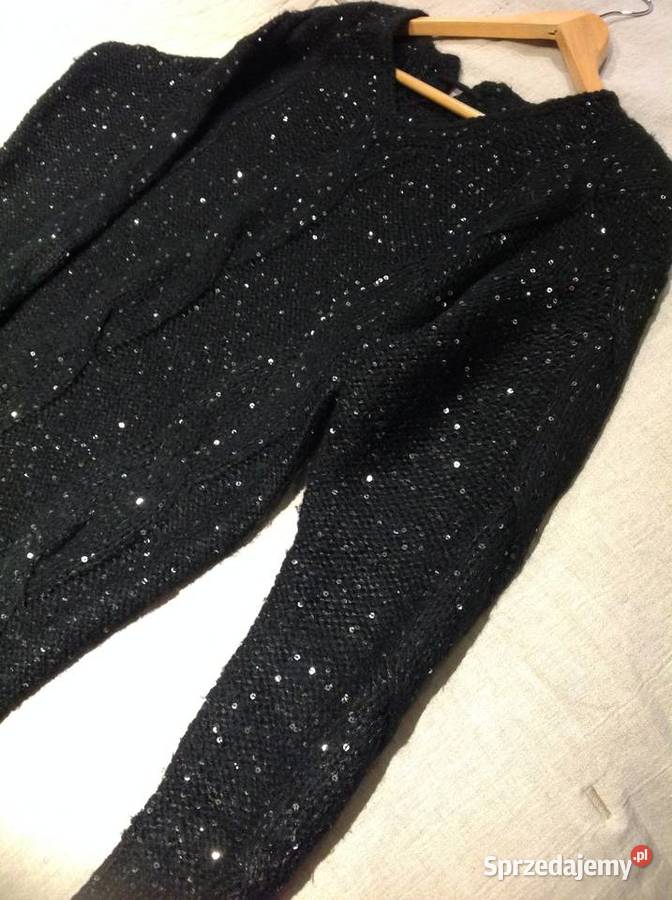 Czarny Sweter Damski rizm ML Moher Wiązany lubuskie Nowa Sól