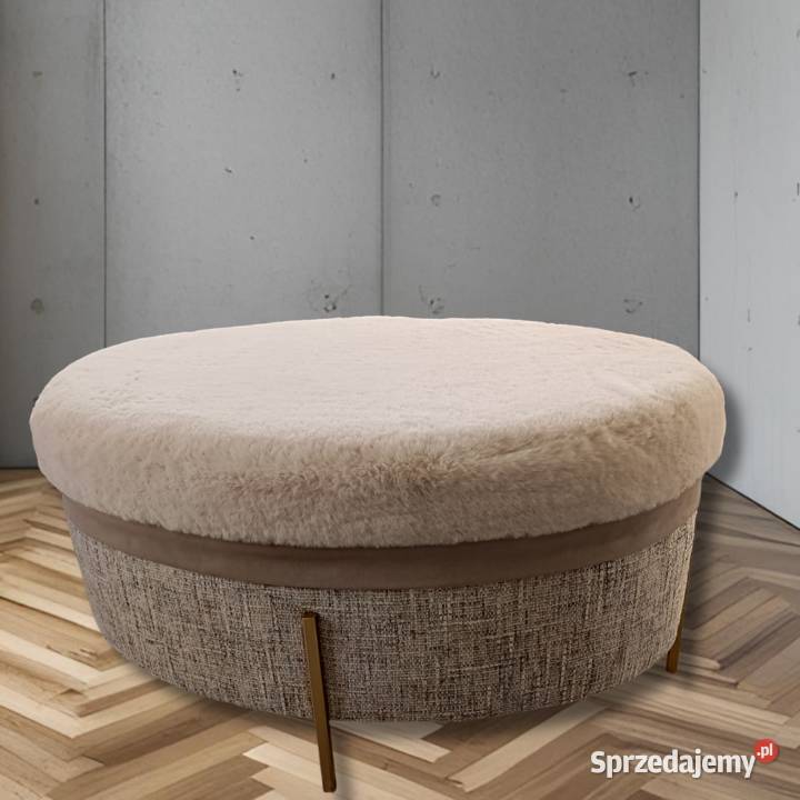 Pufa beż krem futro złote nóżki 60cm mazowieckie Sierpc sprzedam