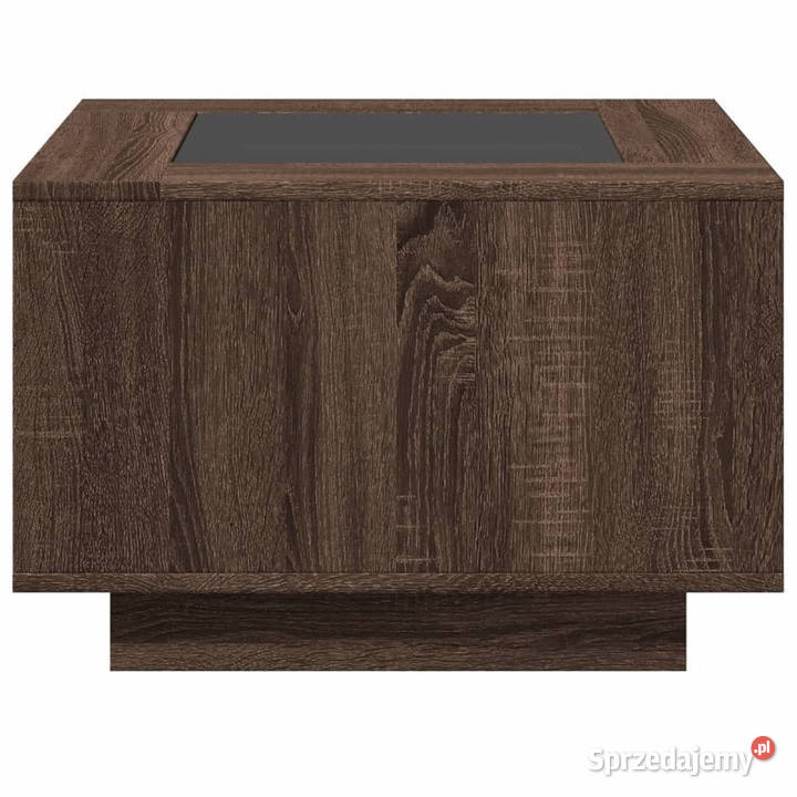 Stolik kawowy z LED brązowy dąb 60x60x40 Warszawa