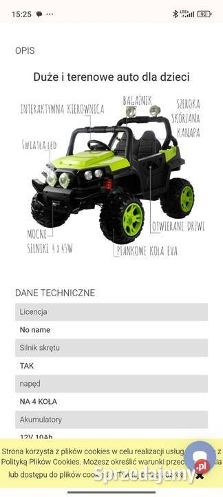 Auto na akumulator Myszków sprzedam