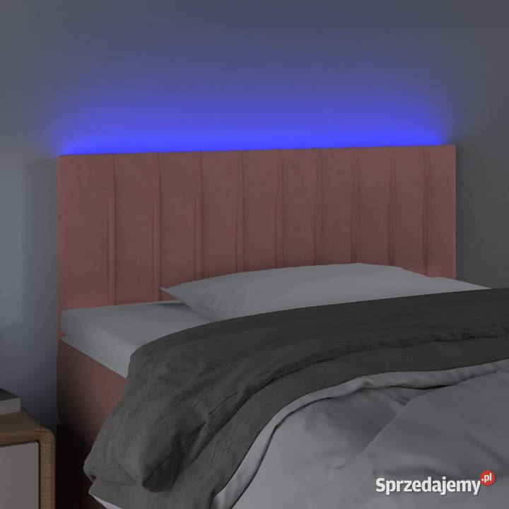 Zagłówek do łóżka z LED różowy 80x5x7888 aksamit Ramy i stelaże Warszawa