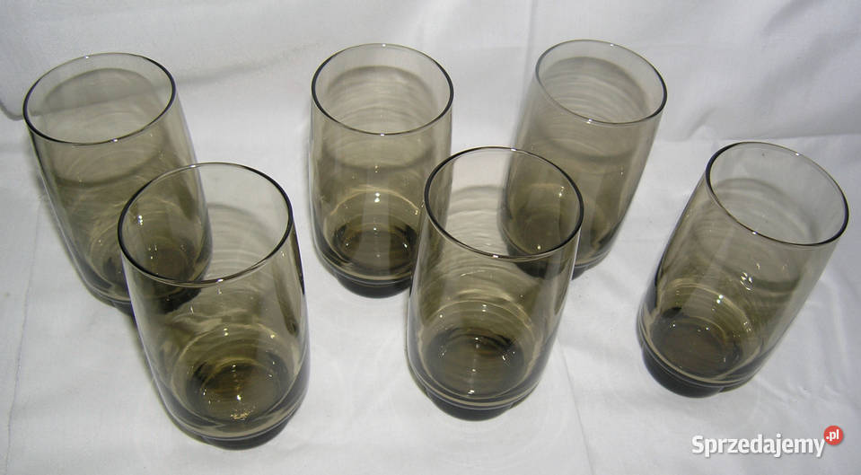 szklanki vintage wysokie ciemne komplet 6 sztukD Bartków sprzedam