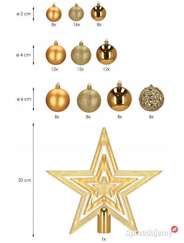 BOMBKI CHOINKOWE ZESTAW XXL 101 SZTUK ZŁOTE Kraków