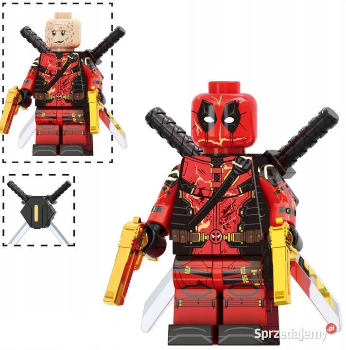 Klocki figurka ludzik DEADPOOL złote pistolety