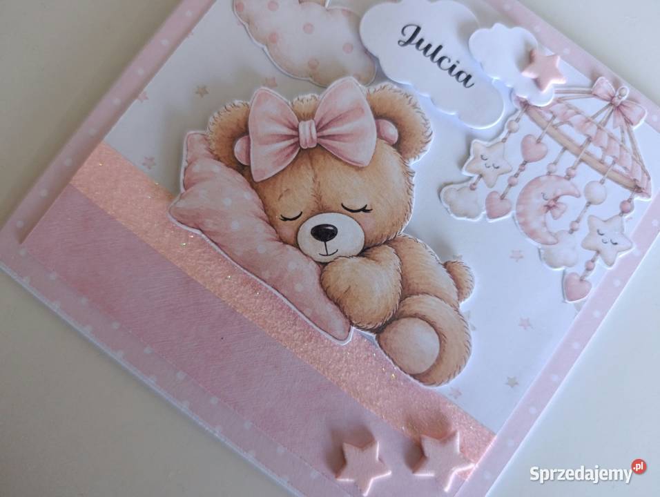 Personalizowana kartka na narodziny miś r