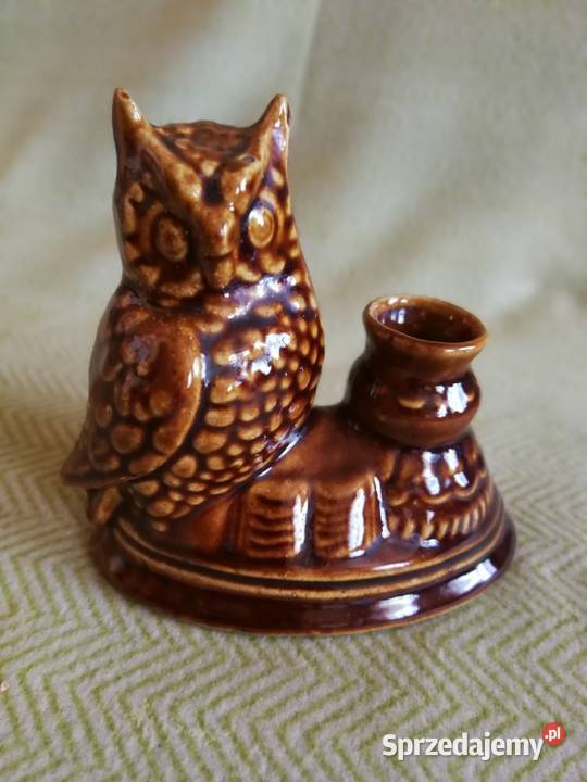 Ceramiczny Świecznik Sowa PRL Retro Figurka Świeczniki zachodniopomorskie Szczecin