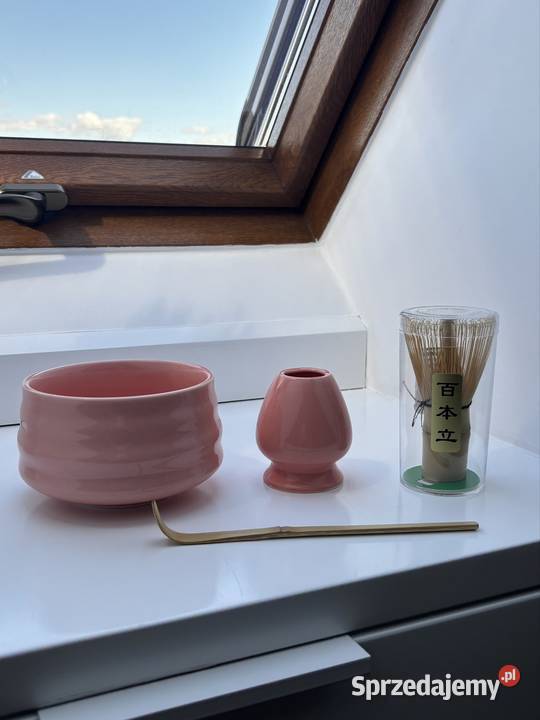 Różowy zestaw matcha 4 elementy na prezent różowy Gdańsk