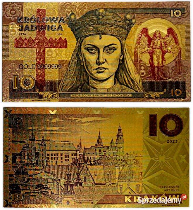 banknot pozłacany Królowa Jadwiga Stalowa Wola