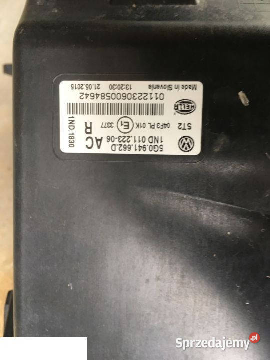 VOLKSWAGEN GOLF VII HALOGEN PRAWY 5G0941662 Kozubszczyzna