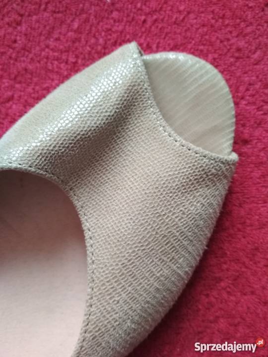 Baleriny beżowe peep toe skóra naturalna 37 Balerinki mazowieckie Warszawa