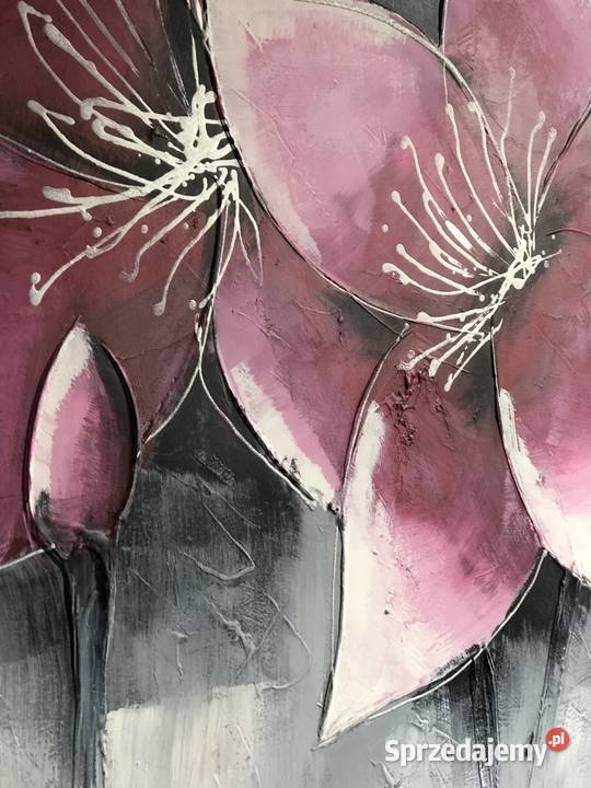 80 x 80 Obraz olejny na płótnie Bordowe kwiaty Inowrocław