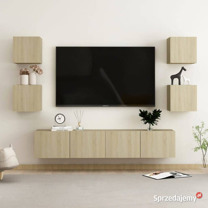 6cz zestaw szafek TV dąb sonoma materiał Warszawa