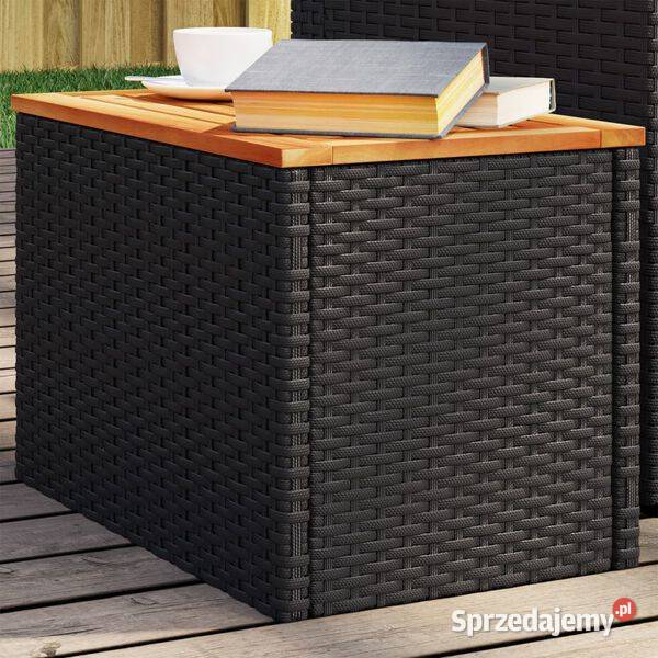 vidaXL Stoliki ogrodowe 2 czarne 55x34x37 rattan