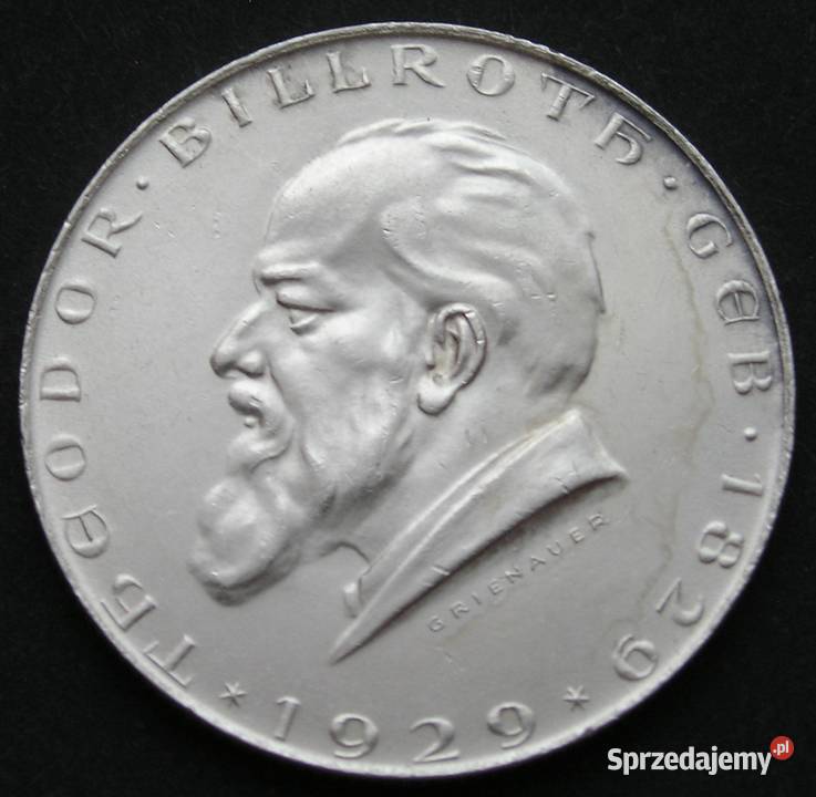 AUSTRIA 2 SCHILLING 1929 BILLROTH SREBRO łódzkie Łódź