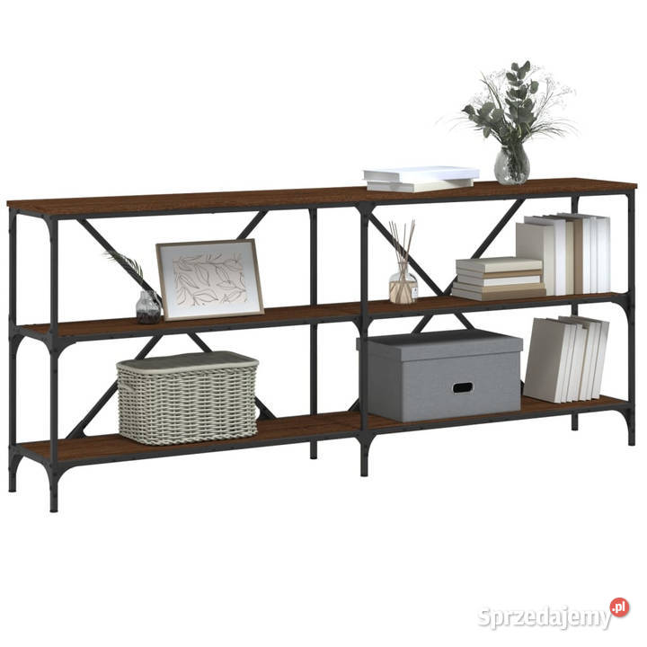 Stolik konsolowy brązowy dąb 180x30x75 WM832857 mazowieckie Warszawa